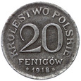 Królestwo Polskie 20 fenigów 1918, st. 3+