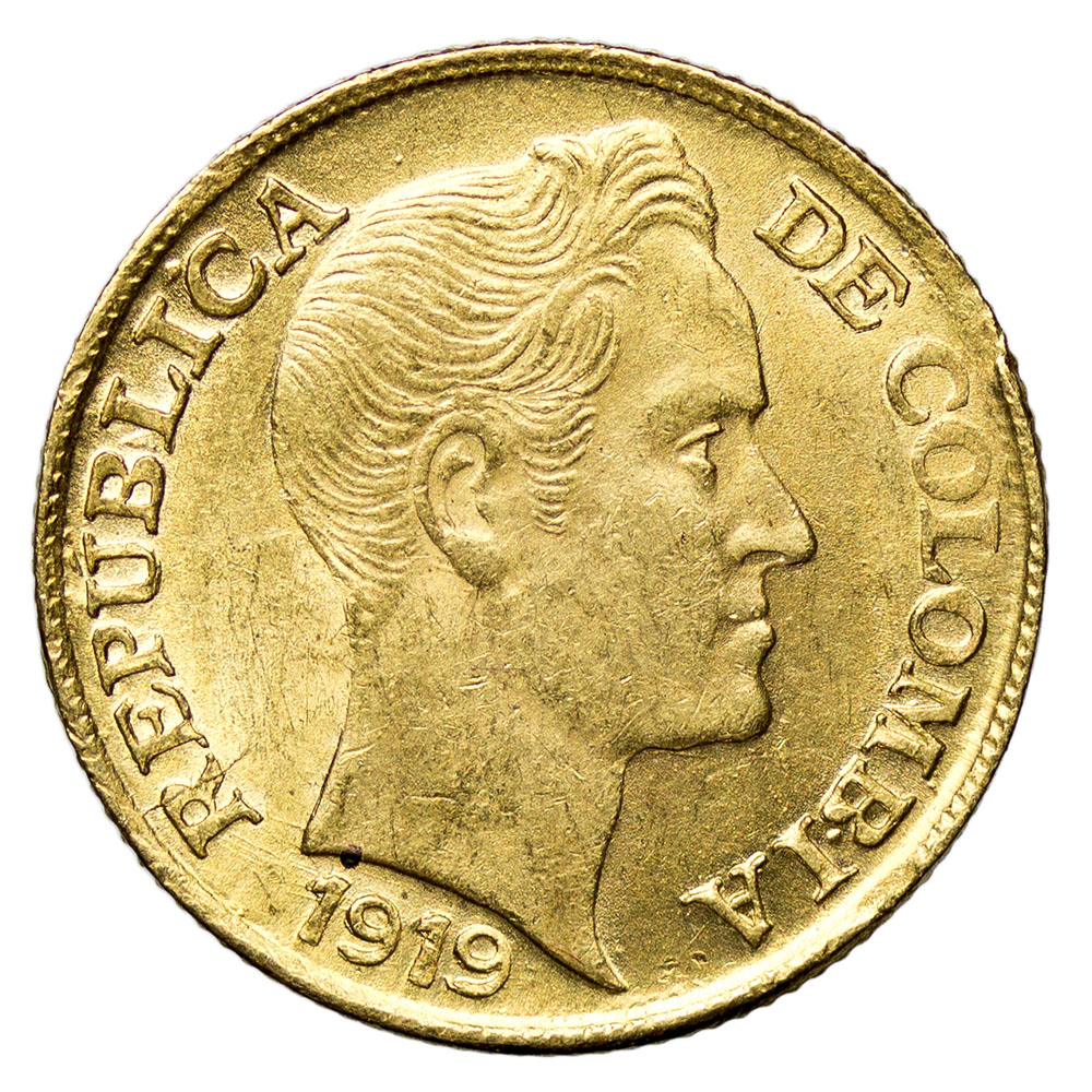 Kolumbia 5 Pesos 1919, Simon Bolivar, st. 1-