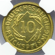 302. Niemcy, 10 reichspfennig 1924 D, NGC MS65