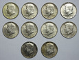 USA 1/2 Dolara 1965-1969, Kennedy, 10 sztuk, st. od 3 do 1-