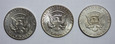 USA 1/2 Dolara 1964 - Kennedy, Zestaw 3 sztuki