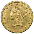USA 10 Dolarów 1892, Liberty Head, Złoto, st. 2