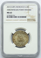 301. Maroko, 2 1/2 dirhama 1314 (1897), Paryż, NGC MS63