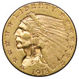 USA 2 1/2 Dolara 1913, Indianin, st. 3+