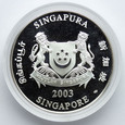 224. Singapur, 10 dolarów 2003, Rok Kozy, 2 oz, Ag999