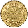 Serbia 20 Dinarów 1882, Milan I, st. 2/2+