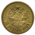 Rosja 10 Rubli 1903 AP - Mikołaj II, Złoto