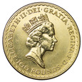 Wielka Brytania 100 Funtów 1991, Britannia, uncja złota, st. 2+