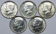 USA 1/2 Dolara 1965-69, Kennedy, 5 sztuk