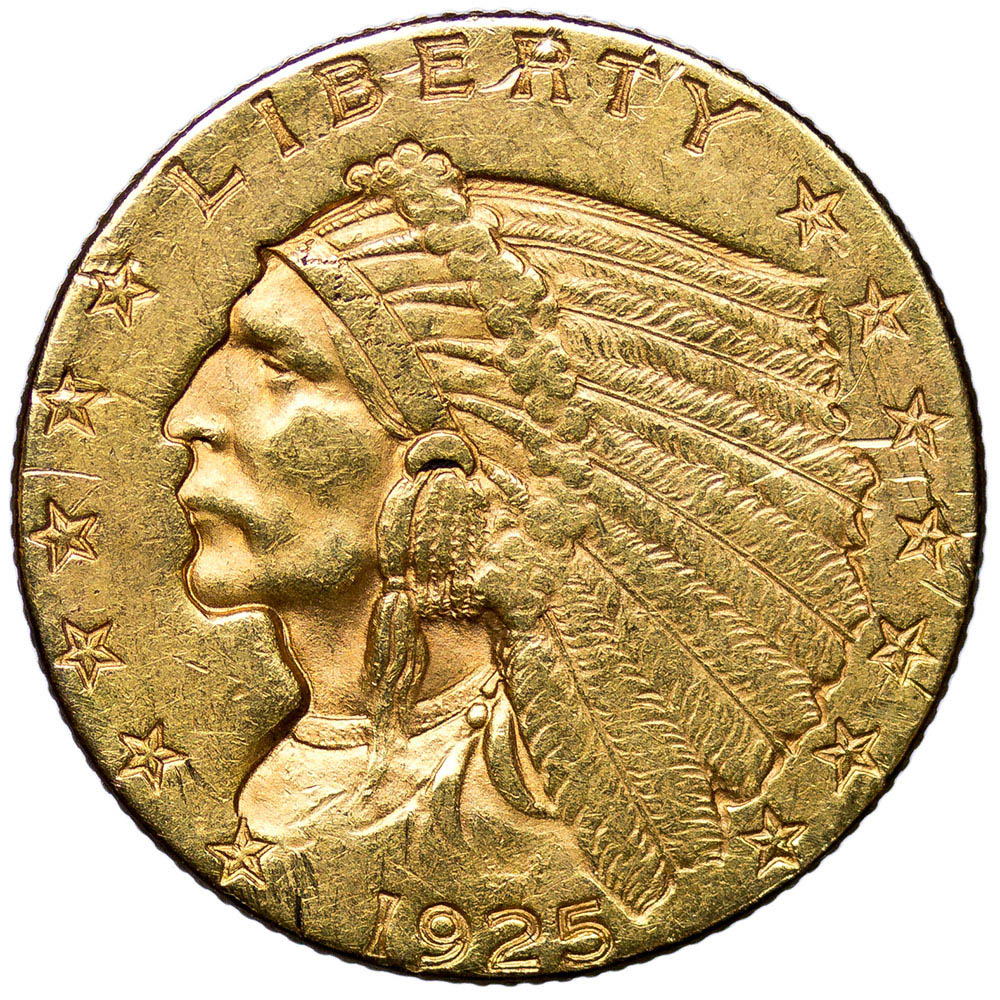 USA 2 1/2 Dolara 1925-D, Indianin, st. 2-