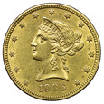 USA 10 Dolarów 1906, Liberty Head, Złoto, st. 2/2+