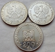 Polska - PRL : 3 x 200 złotych - KPL : 1974 - 1975 - 1976 - srebro