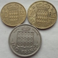 MONAKO  10 + 20 + 100 franków 1950 / 1956 - ZESTAW