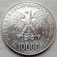 Polska - PRL : 10000 złotych - Jan Paweł II - 1987 - srebro