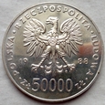 Polska - PRL : 50000 złotych - Józef Piłsudski - 1988 - srebro