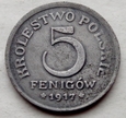 Królestwo Polskie - 5 fenigów - 1917