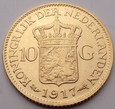 HOLANDIA - 10 Guldenów 1917 - Wilhelmina