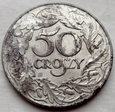 Generalne Gubernatorstwo - 50 groszy 1938 ze znakiem - żelazo niklow.