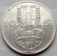 Portugalia - 10 escudo - 1954 - Okręt - srebro