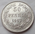 FINLANDIA - 50 PENNIA - 1917 - bez korony - srebro