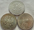 3 x 200 złotych - KPL  1974 - 1975 - 1976 - SREBRO