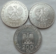 Polska - PRL : 3 x 200 złotych - KPL 1974 - 1975 - 1976 - srebro / 1