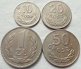 10 + 20 + 50 groszy + 1 złoty 1949 - miedzionikiel