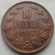 FINLANDIA - 10 Pennia - 1917 - Mikołaj II