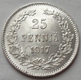 FINLANDIA - 25 PENNIA - 1917 - bez korony - srebro