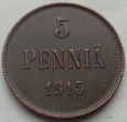 FINLANDIA - 5 Pennia - 1915 - Mikołaj II