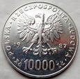 Polska - PRL : 10000 złotych - Jan Paweł II - 1987 - srebro