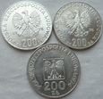 Polska - PRL : 3 x 200 złotych - KPL 1974 - 1975 - 1976 - srebro / 2