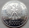 Polska - PRL : 50000 złotych - Józef Piłsudski - 1988 - srebro