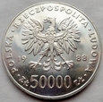 Polska - PRL : 50000 złotych - Józef Piłsudski - 1988 - srebro