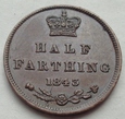 WIELKA BRYTANIA - 1/2 FARTHING - 1843 - Victoria