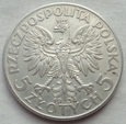 5 złotych - GŁOWA KOBIETY - 1934 - srebro