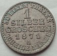 NIEMCY - 1 srebrny grosz - 1871 A - Wilhelm I - PRUSY