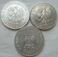 Polska - PRL : 3 x 200 złotych - KPL 1974 - 1975 - 1976 - srebro / 5