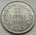 FINLANDIA - 25 PENNIA - 1916 - srebro
