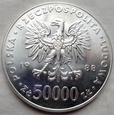 Polska - PRL : 50000 złotych - Józef Piłsudski - 1988 - srebro