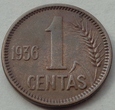 LITWA - 1 Centas / Cent - 1936