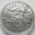 KANADA - 1 dolar 1975 - 100 years Calgary - Elizabeth II - srebro