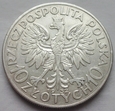 POLSKA - II RP : 10 złotych - GŁOWA KOBIETY - 1932 bz - srebro