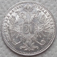 AUSTRIA - 20 Krajcarów / kreuzer 1869 - srebro / 1