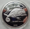 Kongo - 10 franków 2003 - Kameleon / srebro