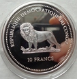 Kongo - 10 franków 2003 - Kameleon / srebro