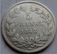 FRANCJA - 5 franków - 1843 W - Louis Philippe I