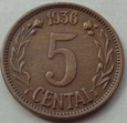 LITWA - 5 Centai / Centów - 1936