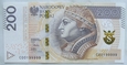 Polska 200 Złotych 2015 seria CO0199999