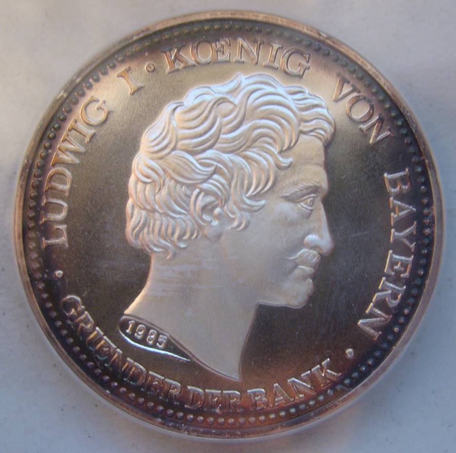 Bawaria - kopia talara medalowego 1835 na 150-lecie banku 1985